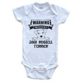 thumbnail image 1 of Warning Protected by a Jack Russell Terrier Funny Cute Dog Breed Baby Bodysuit, 6-9 months white, 1 of 4