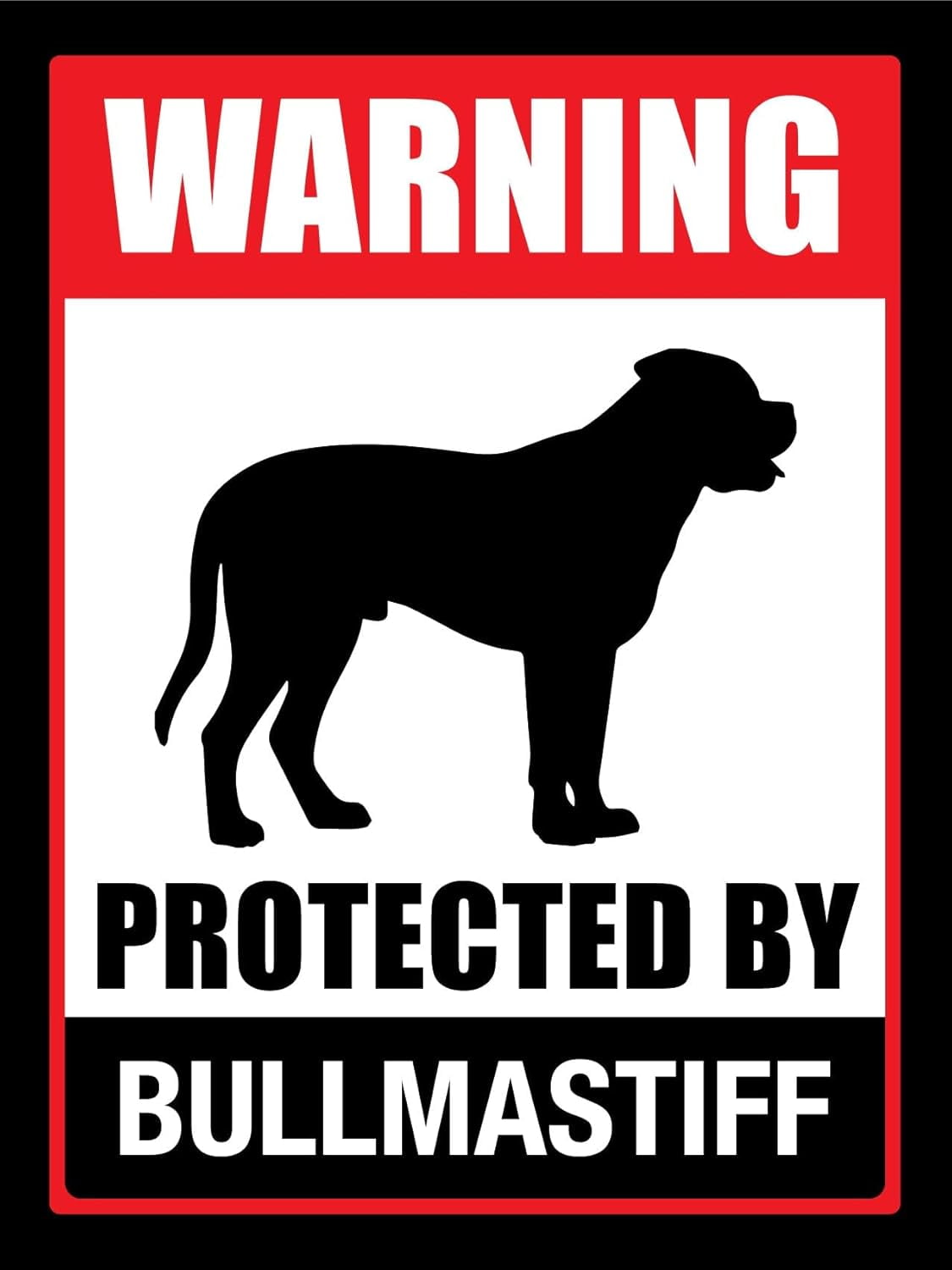 Warning Protected By Bull Mastiff Sign Animal Signs 12 X 16 Inch Metal warning-protected-by-bull-mastiff-sign-animal-signs-12-x-16-inch-metal
