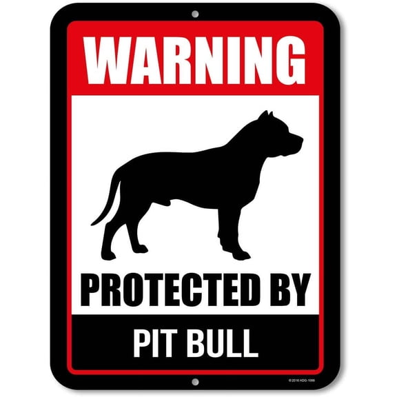 Warning Protected By Pit Bull,Beware of Dog Sign 8"x12" Inch Yard Sign Security Sign Funny Home Club bar Wall Art Decoration Retro Metal Tin Signs