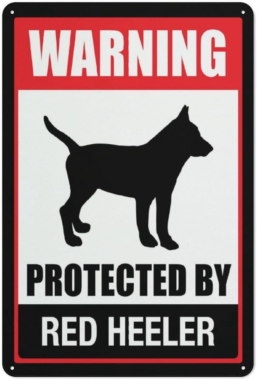 Warning Protected By Red Heeler Sign 12 X 8 Inches Reflective Aluminum ...