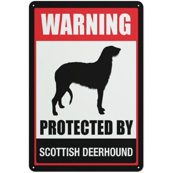 Warning Protected By Scottish Deerhound Sign Sign, 8"x12" Grade Reflective Sheeting Rust Free Aluminum, Weather Resistant, Waterproof, Easy To Mount