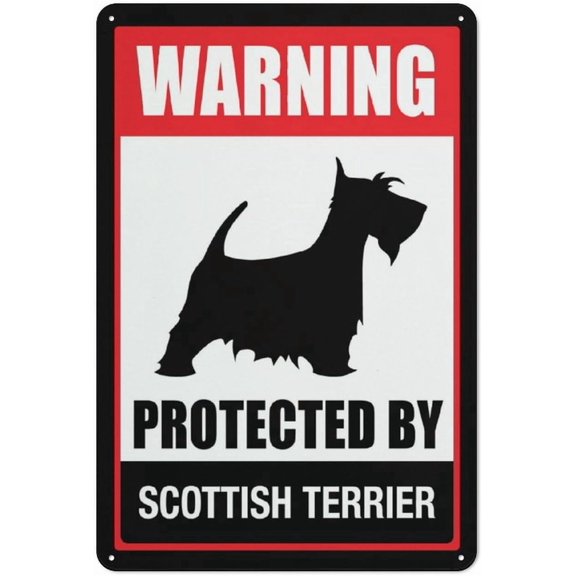 Warning Protected By Scottish Terrier Sign Warning Sticker-Security Sign Outdoor Sign 8"x12"