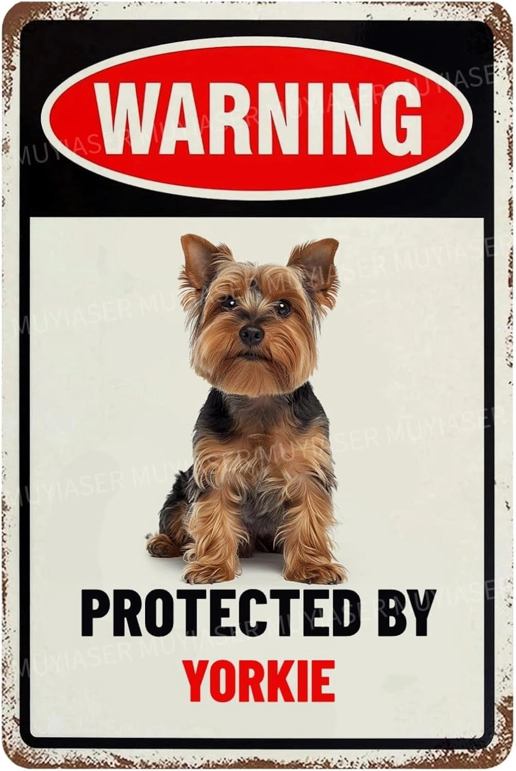 Warning Protected By Yorkie Aluminum Metal Tin Signs Outdoor Yard Sign ...
