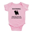 thumbnail image 1 of Warning: Protected by A Affenpinscher Dog Funny Baby Bodysuits (Pink,18-24 Months), 1 of 5