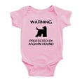 thumbnail image 1 of Warning: Protected by A Afghan Hound Dog Funny Baby Romper Creeper (Pink,0-3 Months), 1 of 5