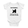 thumbnail image 1 of Warning: Protected by A Afghan Hound Dog Funny Baby Romper Creeper (White,3-6 Months), 1 of 5