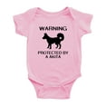thumbnail image 1 of Warning: Protected by A Akita Dog Funny Baby Bodysuits (Pink,6-12 Months), 1 of 5