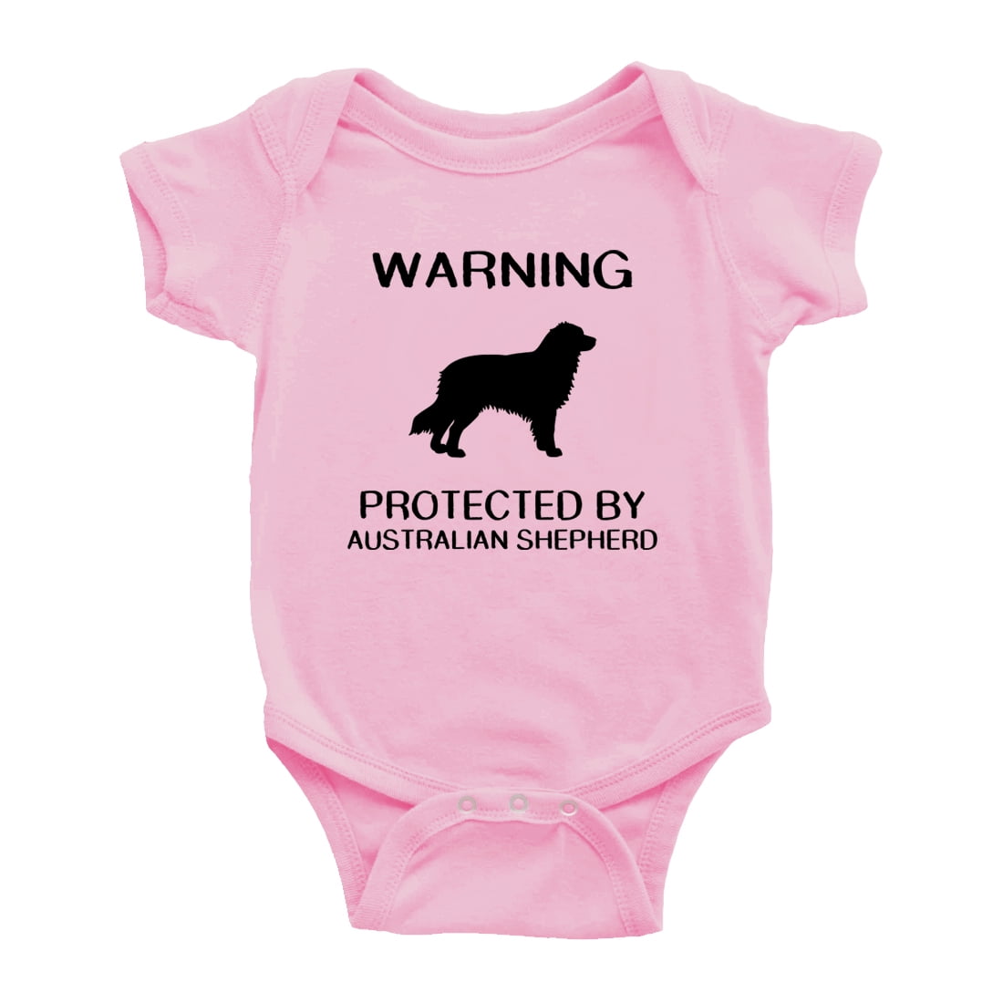 Warning Protected by A Australian Shepherd Dog Funny Baby Rompers Infant Clothes White 3 6 Months