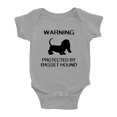 thumbnail image 1 of Warning: Protected by A Basset Hound Dog Funny Baby Rompers Infant Clothes (Gray,18-24 Months), 1 of 5