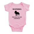 thumbnail image 1 of Warning: Protected by A Beagle Dog Funny Baby Rompers Newborn Clothes Outfits (Pink,6-12 Months), 1 of 5