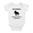 thumbnail image 1 of Warning: Protected by A Beagle Dog Funny Baby Rompers Newborn Clothes Outfits (White,18-24 Months), 1 of 5