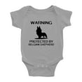 thumbnail image 1 of Warning: Protected by A Belgian Shepherd Dog Funny Baby Rompers Baby Clothes (Gray,6-12 Months), 1 of 5