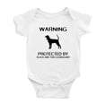 thumbnail image 1 of Warning: Protected by A Black and Tan Coonhound Dog Funny Baby Bodysuit Romper (White,6-12 Months), 1 of 5