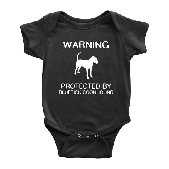 Warning: Protected by A Bluetick Coonhound Dog Funny Baby Rompers Infant Clothes (Black,6-12 Months)