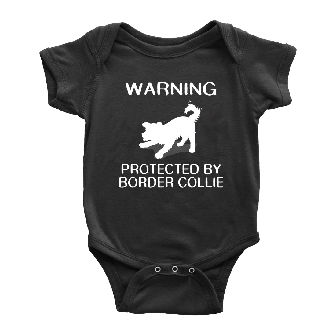 Warning Protected by A Border collie Dog Cute Baby Rompers Baby