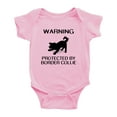 thumbnail image 1 of Warning: Protected by A Border collie Dog Cute Baby Rompers Baby Clothes (Pink,12-18 Months), 1 of 5