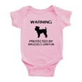 thumbnail image 1 of Warning: Protected by A Brussels Griffon Dog Funny Baby Rompers Infant Clothes (Pink,6-12 Months), 1 of 5