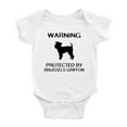 thumbnail image 1 of Warning: Protected by A Brussels Griffon Dog Funny Baby Rompers Infant Clothes (White,0-3 Months), 1 of 5
