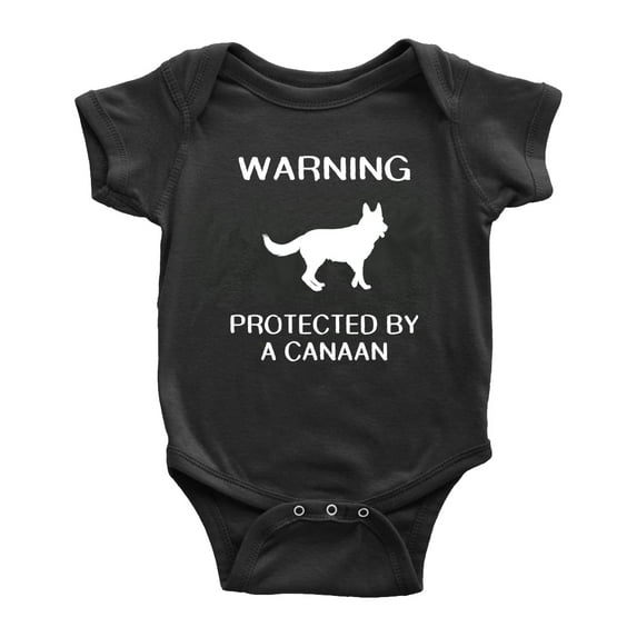 Warning: Protected by A Canaan Dog Funny Baby Rompers Newborn Clothes Outfits (Black,12-18 Months)