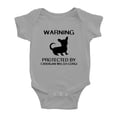 thumbnail image 1 of Warning: Protected by A Cardigan Welsh Corgi Dog Funny Baby Rompers Baby Clothes (Gray,0-3 Months), 1 of 5