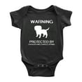 thumbnail image 1 of Warning: Protected by A Cavalier King Charles Spaniel Dog Funny Baby Rompers Bodysuit (Black,18-24 Months), 1 of 5