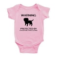 thumbnail image 1 of Warning: Protected by A Cavalier King Charles Spaniel Dog Funny Baby Rompers Bodysuit (Pink,6-12 Months), 1 of 5