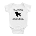 thumbnail image 1 of Warning: Protected by A Cavalier King Charles Spaniel Dog Funny Baby Rompers Bodysuit (White,3-6 Months), 1 of 5
