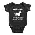 thumbnail image 1 of Warning: Protected by A Cesky Terrier Dog Funny Baby Rompers Infant Clothes (Black,6-12 Months), 1 of 5