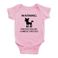 thumbnail image 1 of Warning: Protected by A Chinese Crested Dog Funny Baby Rompers Baby Clothes (Pink,0-3 Months), 1 of 5