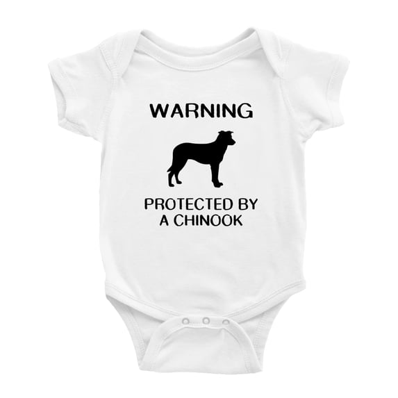 Warning: Protected by A Chinook Dog Funny Baby Rompers Infant Clothes (White,0-3 Months)