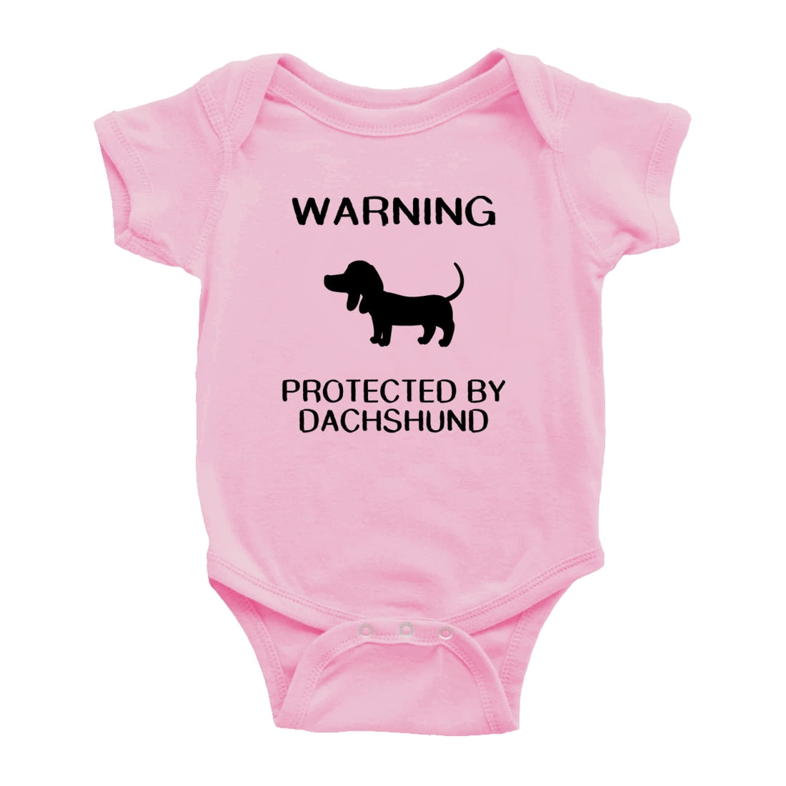 Warning Protected by A Dachshund Dog Funny Baby Bodysuit