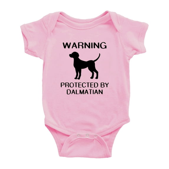 Warning: Protected by A Dalmatian Dog Funny Baby Bodysuit Newborn Clothes (Pink,18-24 Months)