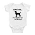 thumbnail image 1 of Warning: Protected by A Dalmatian Dog Funny Baby Bodysuit Newborn Clothes (White,6-12 Months), 1 of 5