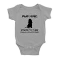 thumbnail image 1 of Warning: Protected by A English Cocker Spaniel Dog Funny Baby Rompers Bodysuit (Gray,18-24 Months), 1 of 5