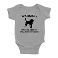 thumbnail image 1 of Warning: Protected by A English Foxhound Dog Funny Baby Rompers Infant Clothes (Gray,3-6 Months), 1 of 5