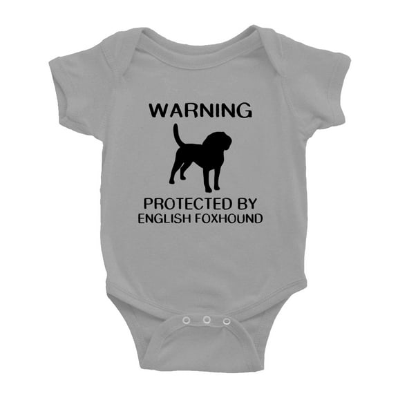 Warning: Protected by A English Foxhound Dog Funny Baby Rompers Infant Clothes (Gray,3-6 Months)