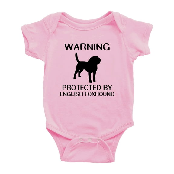 Warning: Protected by A English Foxhound Dog Funny Baby Rompers Infant Clothes (Pink,18-24 Months)
