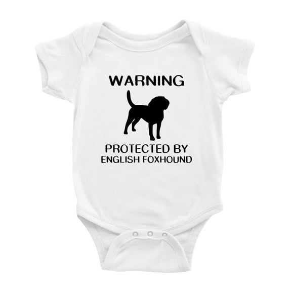 Warning: Protected by A English Foxhound Dog Funny Baby Rompers Infant Clothes (White,0-3 Months)