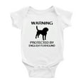 thumbnail image 1 of Warning: Protected by A English Foxhound Dog Funny Baby Rompers Infant Clothes (White,6-12 Months), 1 of 5