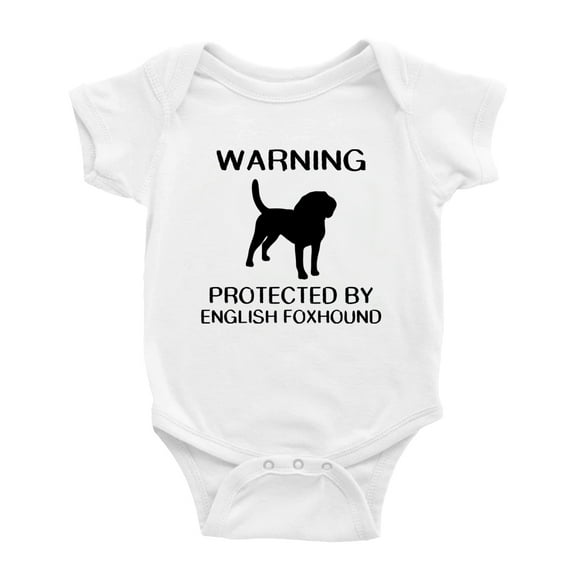 Warning: Protected by A English Foxhound Dog Funny Baby Rompers Infant Clothes (White,6-12 Months)
