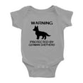 thumbnail image 1 of Warning: Protected by A German Shepherd Dog Funny Baby Rompers Baby Clothes (Gray,12-18 Months), 1 of 5