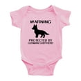 thumbnail image 1 of Warning: Protected by A German Shepherd Dog Funny Baby Rompers Baby Clothes (Pink,18-24 Months), 1 of 5
