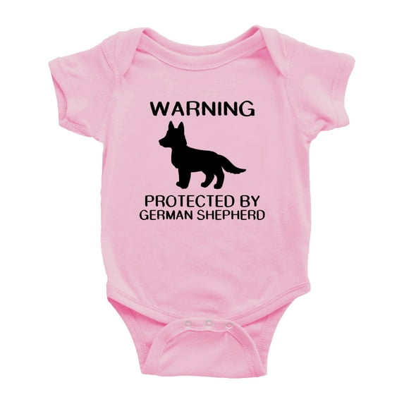 Warning: Protected by A German Shepherd Dog Funny Baby Rompers Baby Clothes (Pink,18-24 Months)