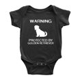 thumbnail image 1 of Warning: Protected by A Golden Retriever Dog Funny Baby Rompers Infant Clothes (Black,3-6 Months), 1 of 5