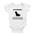 thumbnail image 1 of Warning: Protected by A Golden Retriever Dog Funny Baby Rompers Infant Clothes (White,0-3 Months), 1 of 5