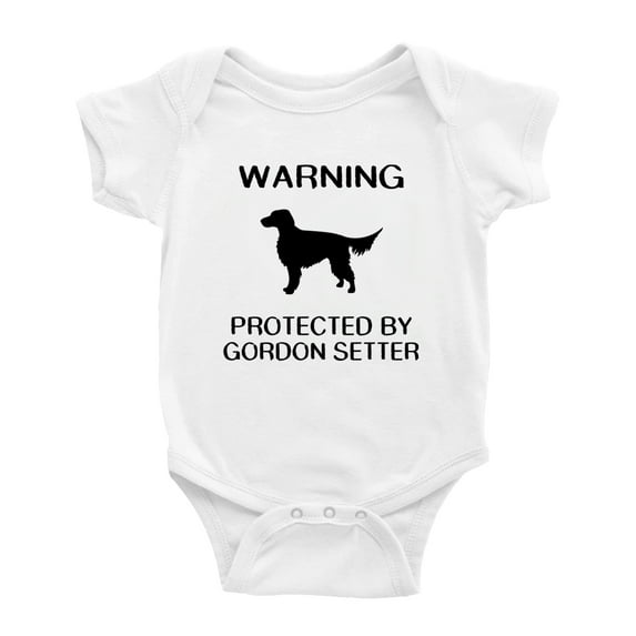 Warning: Protected by A Gordon Setter Dog Funny Baby Clothes Unisex (White,3-6 Months)