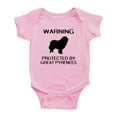 thumbnail image 1 of Warning: Protected by A Great Pyrenees Dog Funny Baby Rompers Baby Clothes (Pink,12-18 Months), 1 of 5