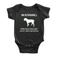 thumbnail image 1 of Warning: Protected by A Great Swiss Mountain Dog Funny Baby Bodysuit Romperss (Black,12-18 Months), 1 of 5