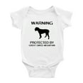 thumbnail image 1 of Warning: Protected by A Great Swiss Mountain Dog Funny Baby Bodysuit Romperss (White,18-24 Months), 1 of 5