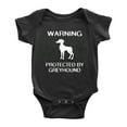 thumbnail image 1 of Warning: Protected by A Greyhound Dog Funny Baby Rompers Romper Bodysuit (Black,6-12 Months), 1 of 5